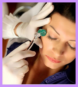 Women having Derma Roller  or Micro Needling Treatment on her face