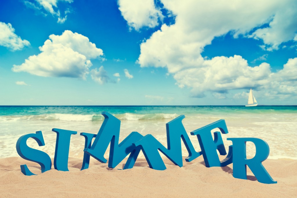 Summer 3D Text on Sand HD Wallpaper