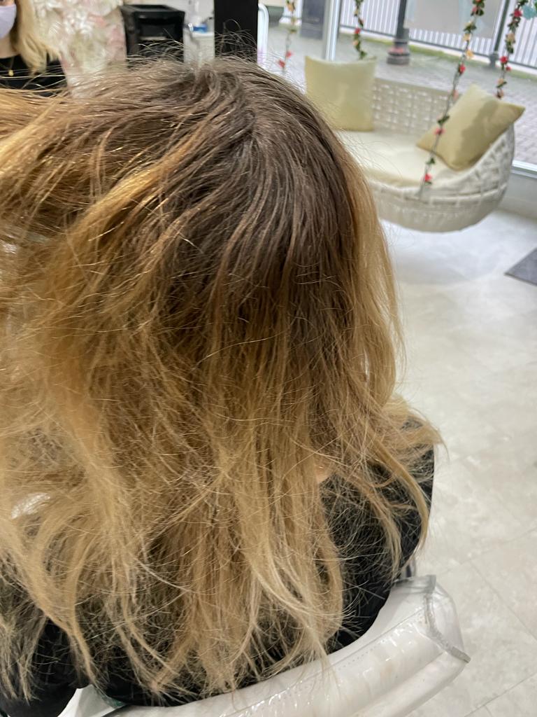 hair before balayage