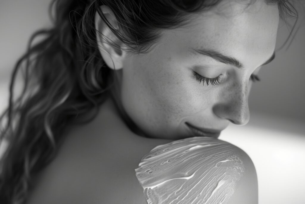 Woman with smooth, radiant skin after professional body peels treatment